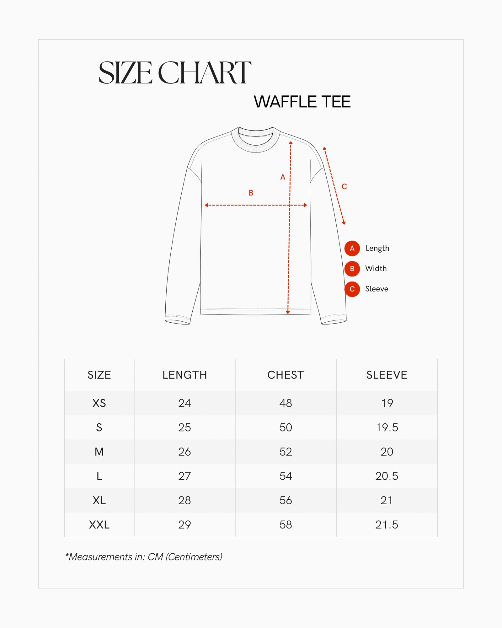 Size Chart for RAJGHARANA WAFFLE