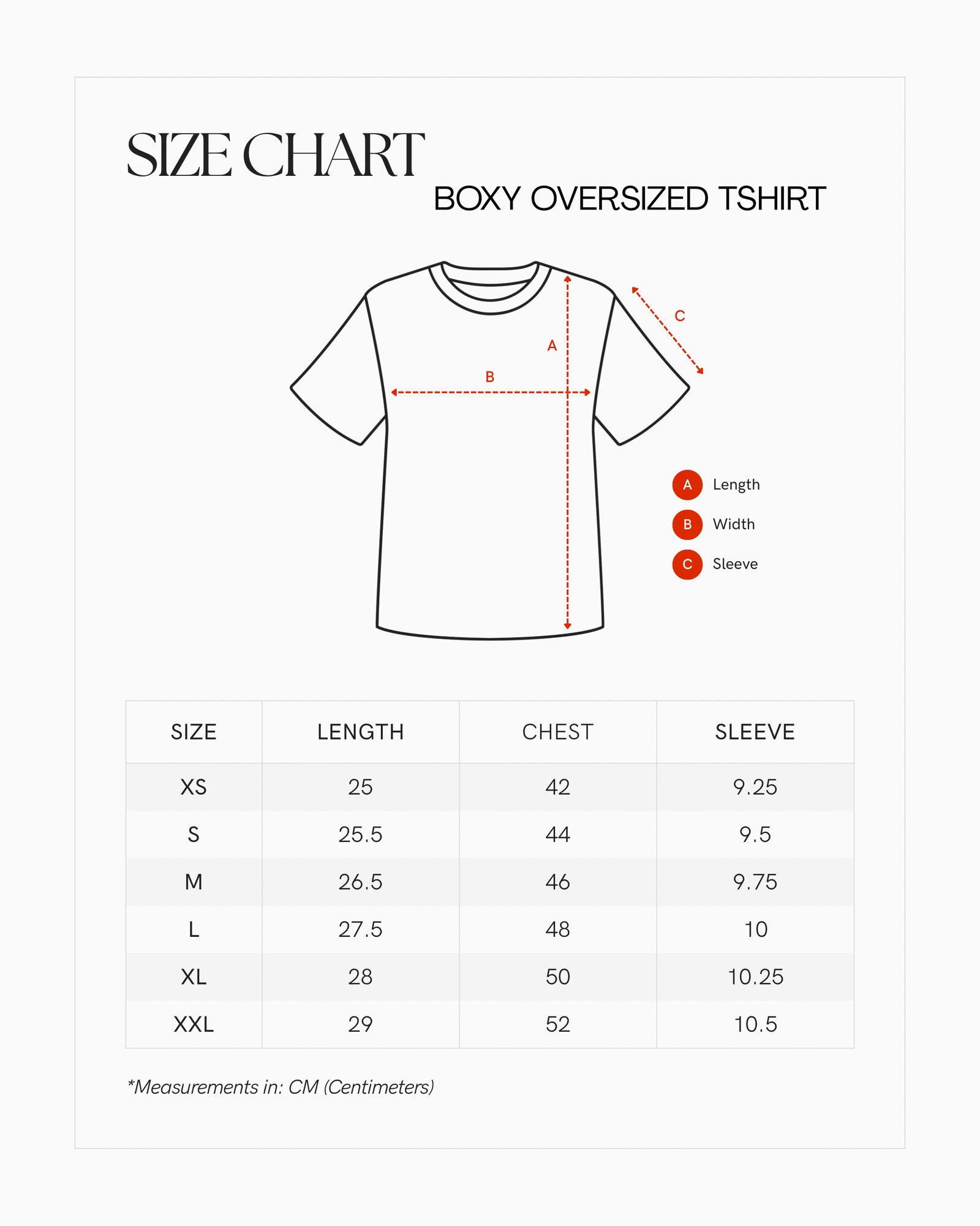Size Chart for BHATAKTA RAAHI